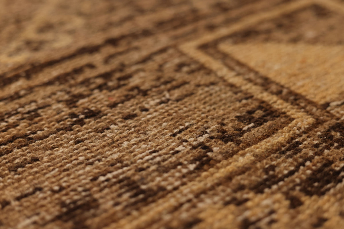 Vintage Malatya Turkish Runner Rug 2x11 ft — Beige & Brown Geometric