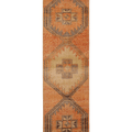 Vintage Malatya Turkish Runner Rug 3x12 ft — Orange & Brown Geometric (No. 24124)
