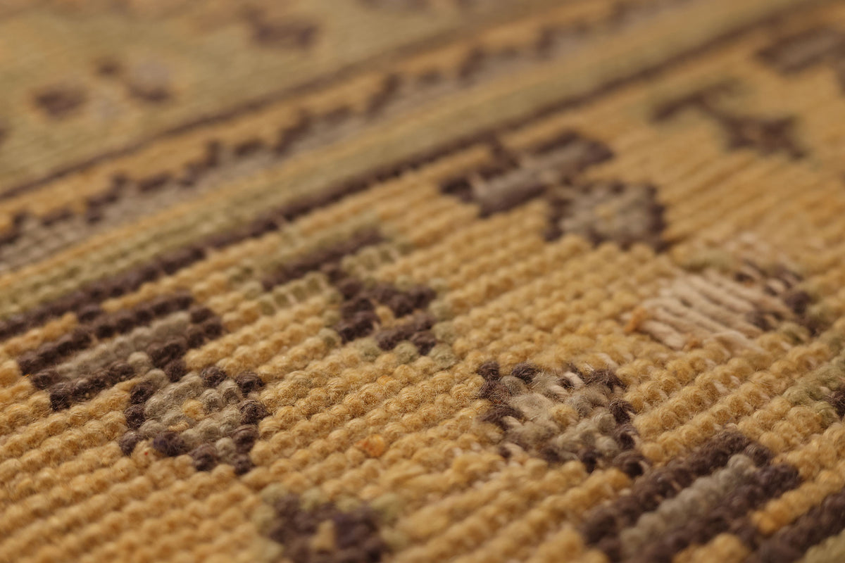 Vintage Konya Turkish Runner Rug 2x10 ft — Beige & Brown Geometric