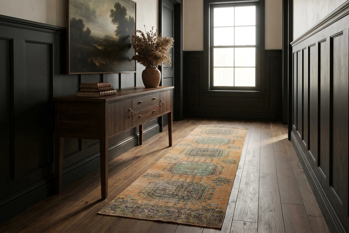 Turkish Runner Rug in a styled room