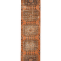 Vintage Konya Turkish Runner Rug 2x11 ft — Orange & Brown Geometric (No. 24139)