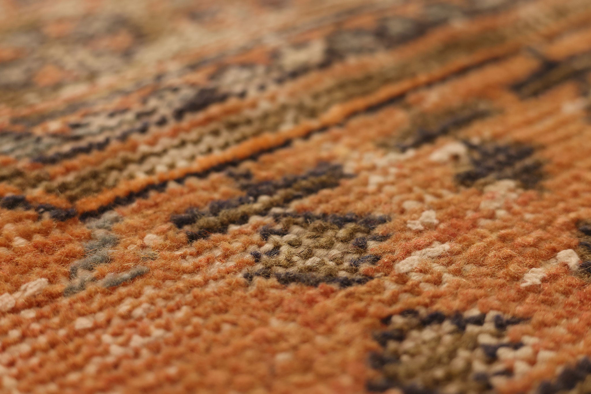 Vintage Konya Turkish Runner Rug 2x11 ft — Orange & Brown Geometric (No. 24139)