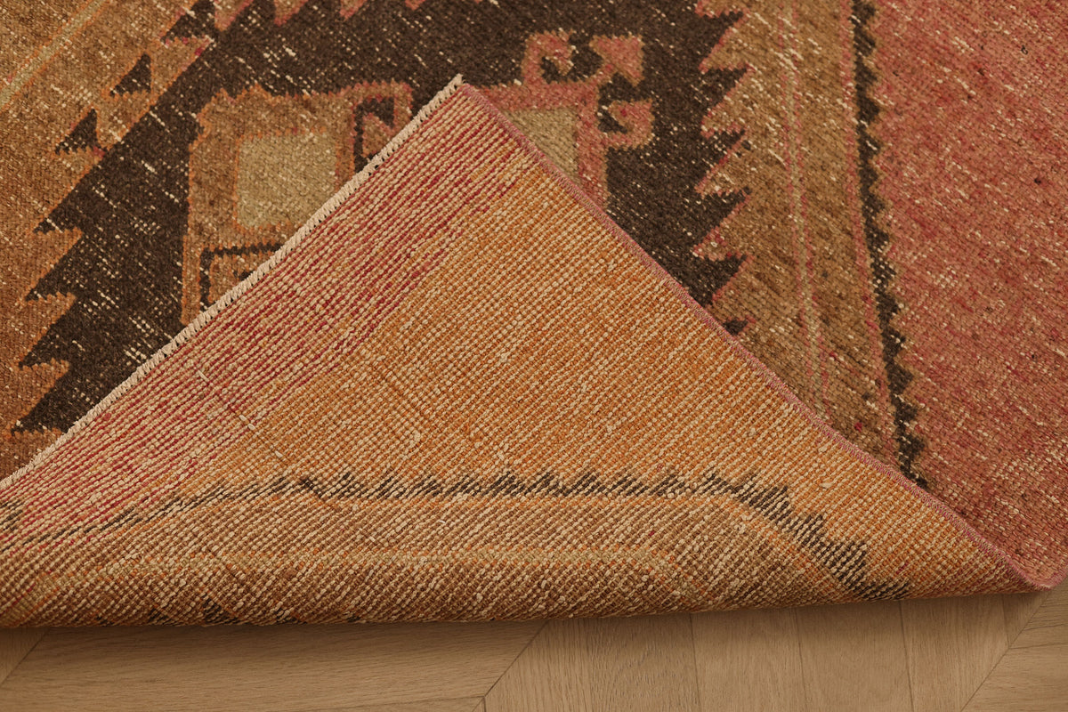 Vintage Malatya Turkish Runner Rug 3x12 ft — Red & Brown Geometric