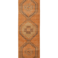 Vintage Malatya Turkish Runner Rug 3x12 ft — Orange & Brown Geometric (No. 24149)