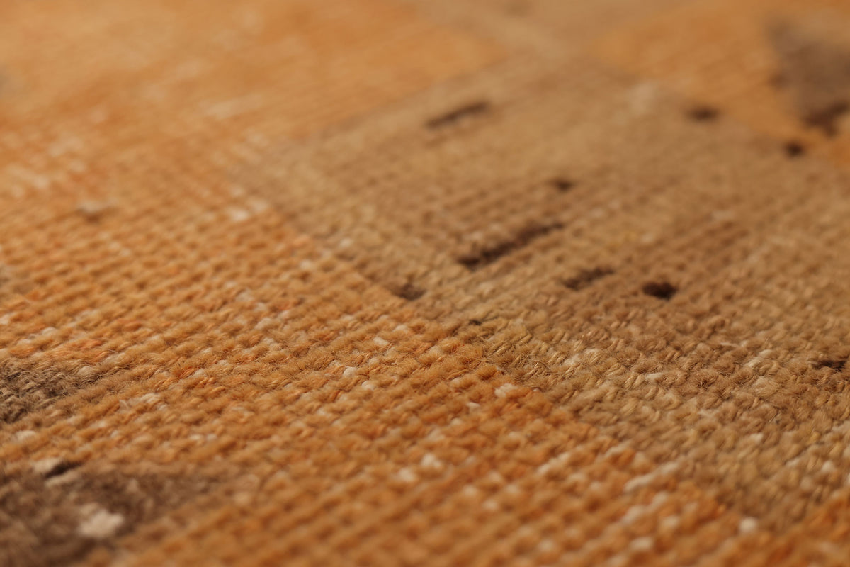 Vintage Malatya Turkish Runner Rug 3x12 ft — Orange & Brown Geometric (No. 24149)
