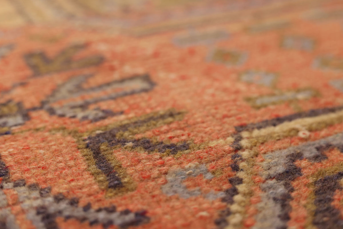 Vintage Konya Turkish Runner Rug 2x11 ft — Orange & Beige Geometric