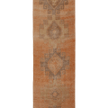 Vintage Malatya Turkish Runner Rug 3x12 ft — Orange & Brown Geometric (No. 24153)