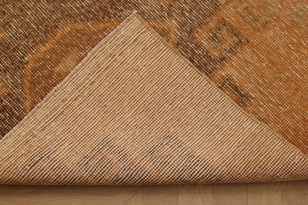 Vintage Malatya Turkish Runner Rug 3x12 ft — Orange & Brown Geometric (No. 24153)