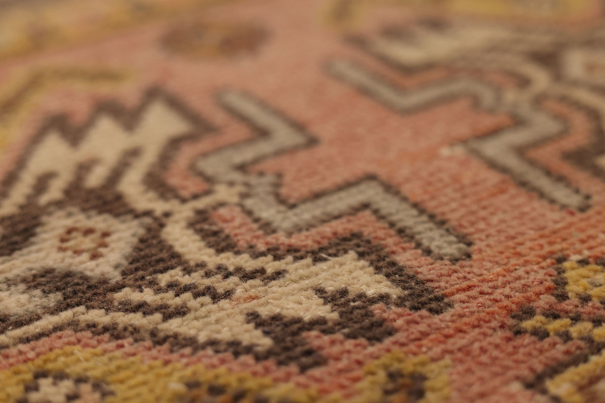 Vintage Niğde Turkish Runner Rug 1x10 ft — Red & Brown Geometric