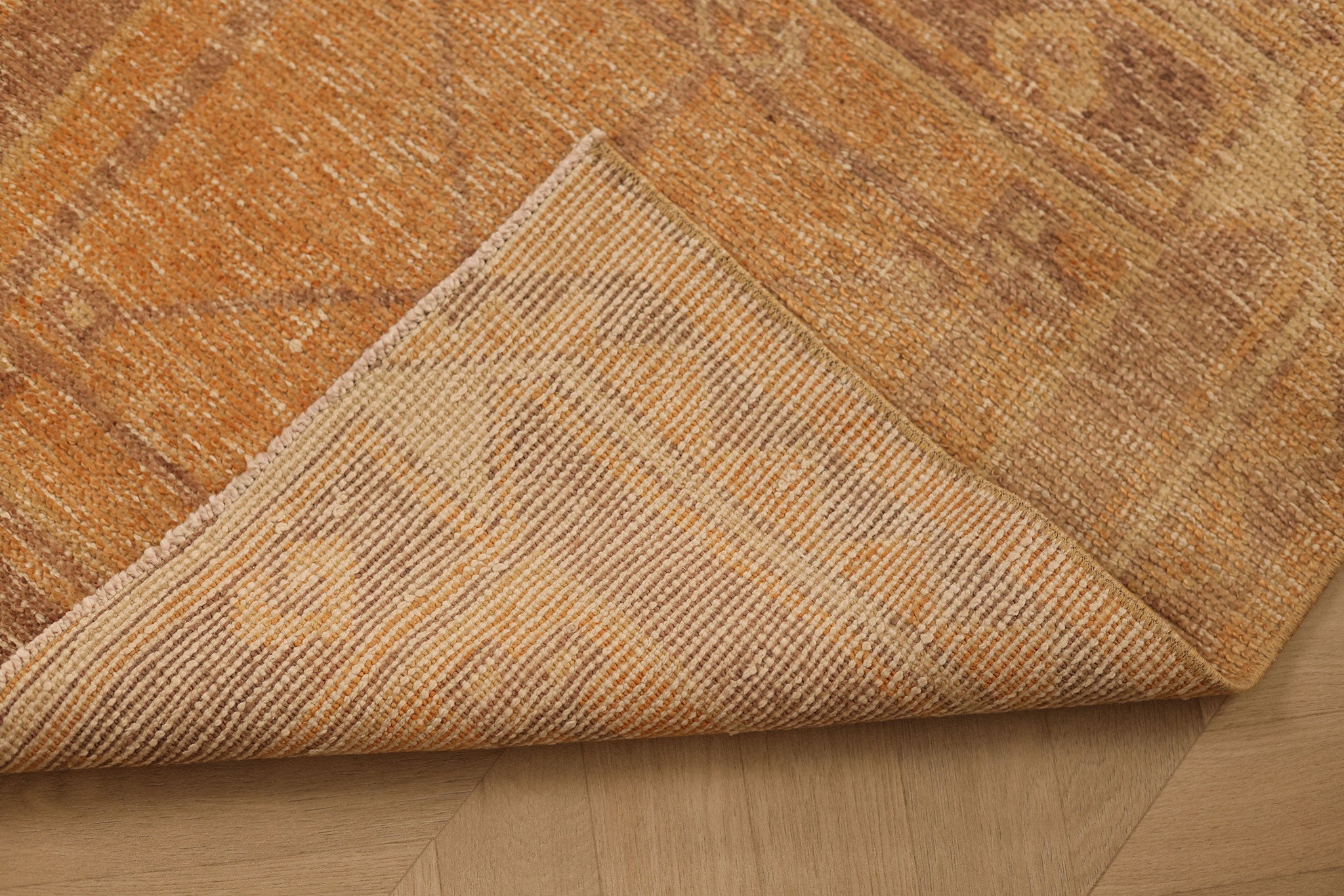 Vintage Malatya Turkish Runner Rug 2x9 ft — Orange & Beige Geometric