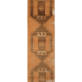Vintage Malatya Turkish Runner Rug 2x12 ft — Orange & Brown Geometric