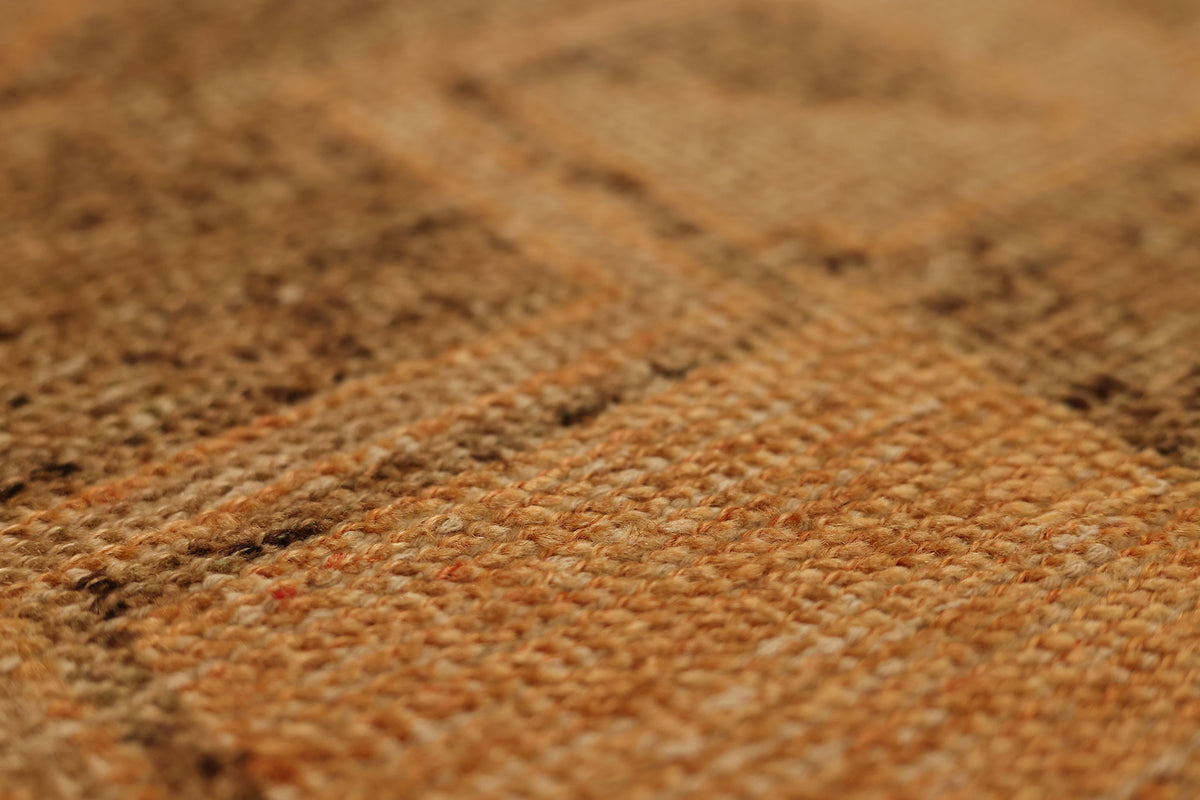 Vintage Malatya Turkish Runner Rug 2x12 ft — Orange & Brown Geometric