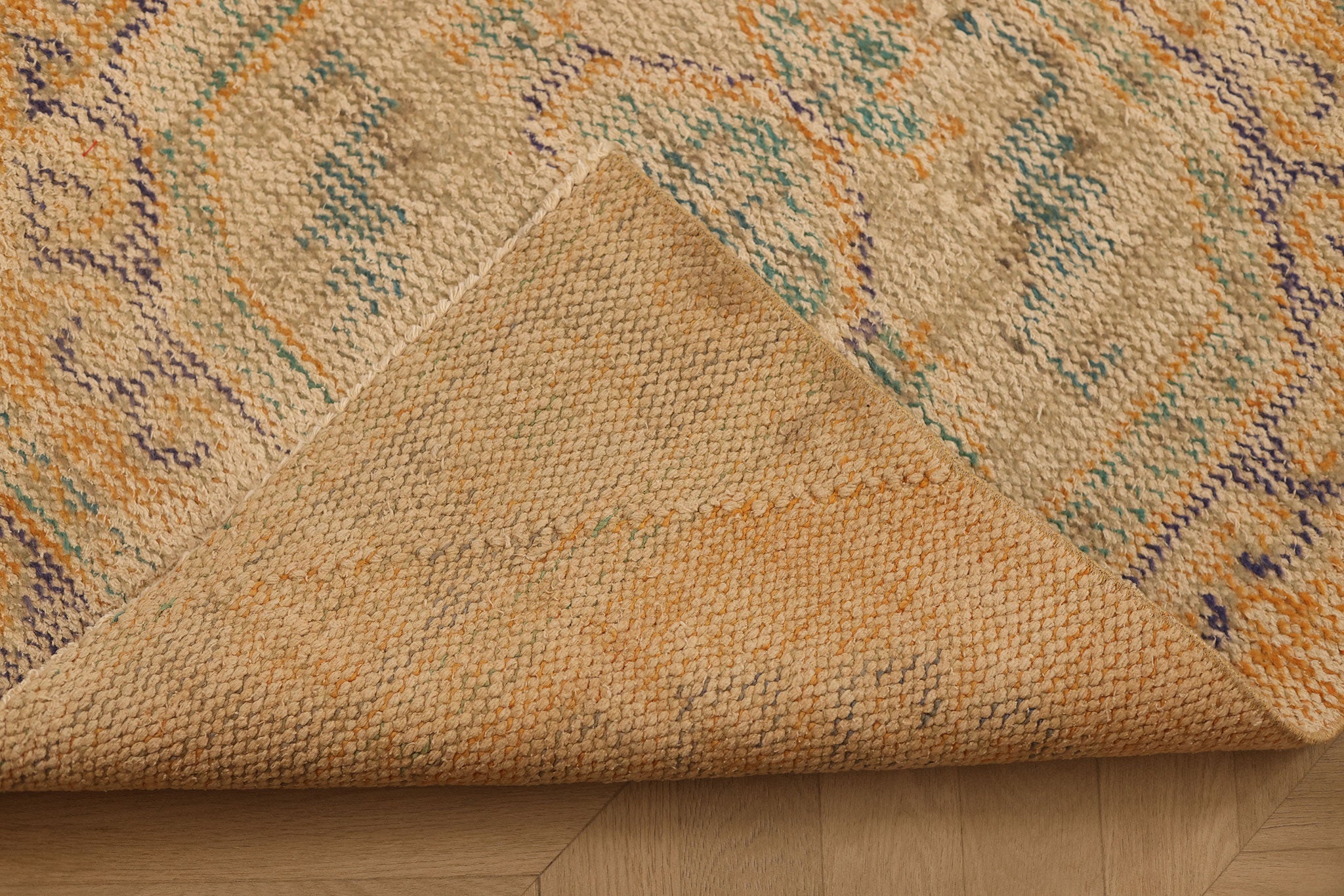 Vintage Manisa Turkish Runner Rug 2x11 ft — Orange & Beige Distressed