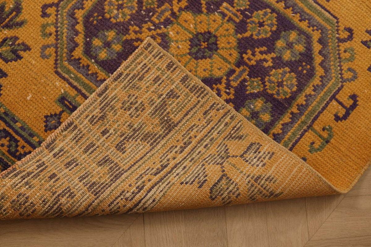 Vintage Konya Turkish Runner Rug 2x10 ft — Orange & Brown Geometric