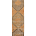 Vintage Malatya Turkish Runner Rug 2x10 ft — Orange & Brown Geometric (No. 24177)
