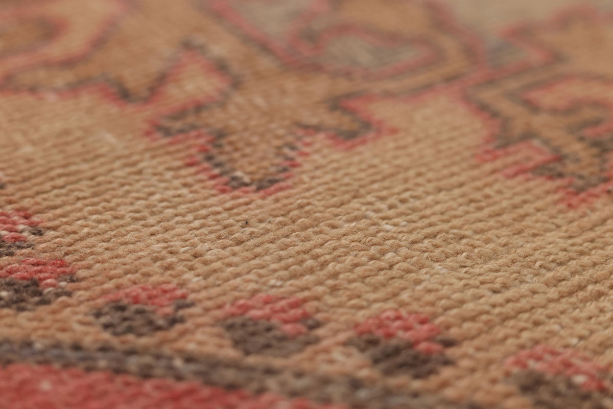 Vintage Nevşehir Turkish Runner Rug 3x7 ft — Red & Beige Floral