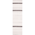 Handwoven black and white striped wool-cotton flatweave runner rug with a durable, reversible design.