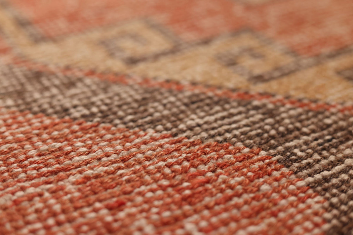 Vintage Malatya Turkish Runner Rug 3x11 ft — Red & Brown Geometric