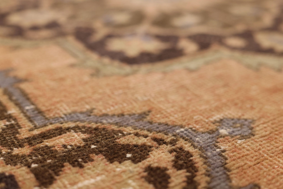 Vintage Konya Turkish Runner Rug 3x12 ft — Beige & Brown Geometric