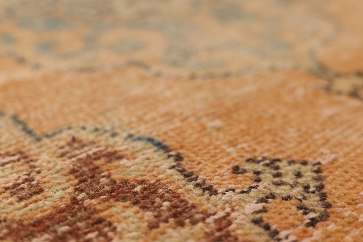 Vintage Konya Turkish Runner Rug 3x13 ft — Orange & Brown Floral