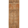 Vintage Malatya Turkish Runner Rug 3x10 ft — Orange & Brown Geometric