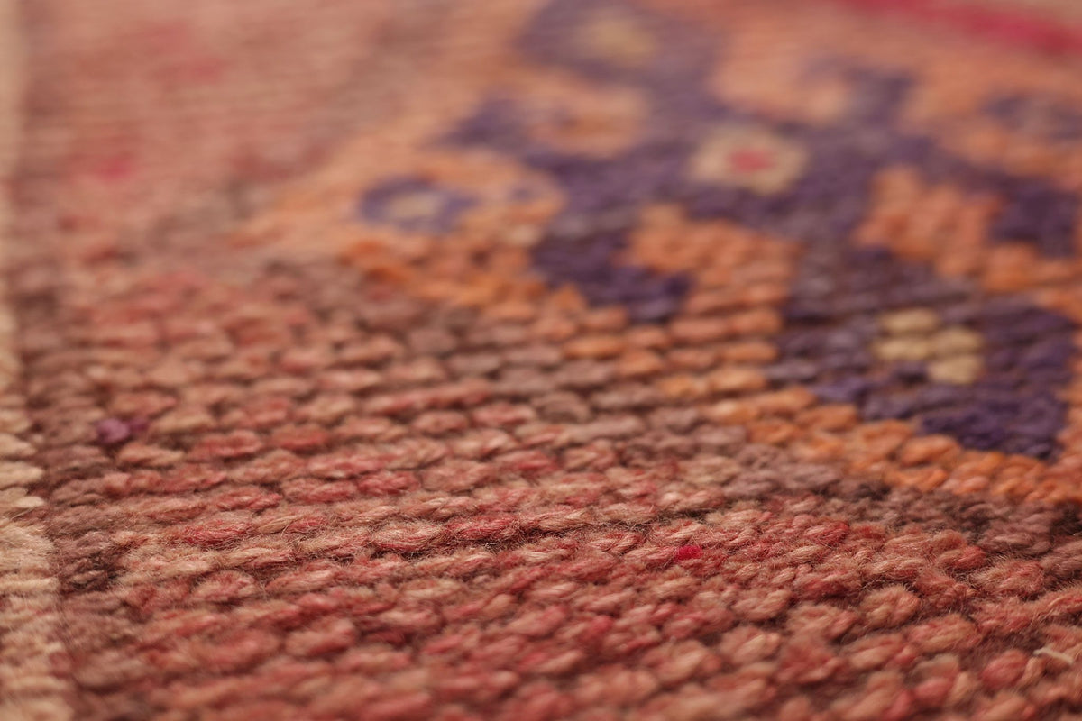 Vintage Southeastern Persian Style Runner Rug 2x12 ft — Red & Brown Geometric