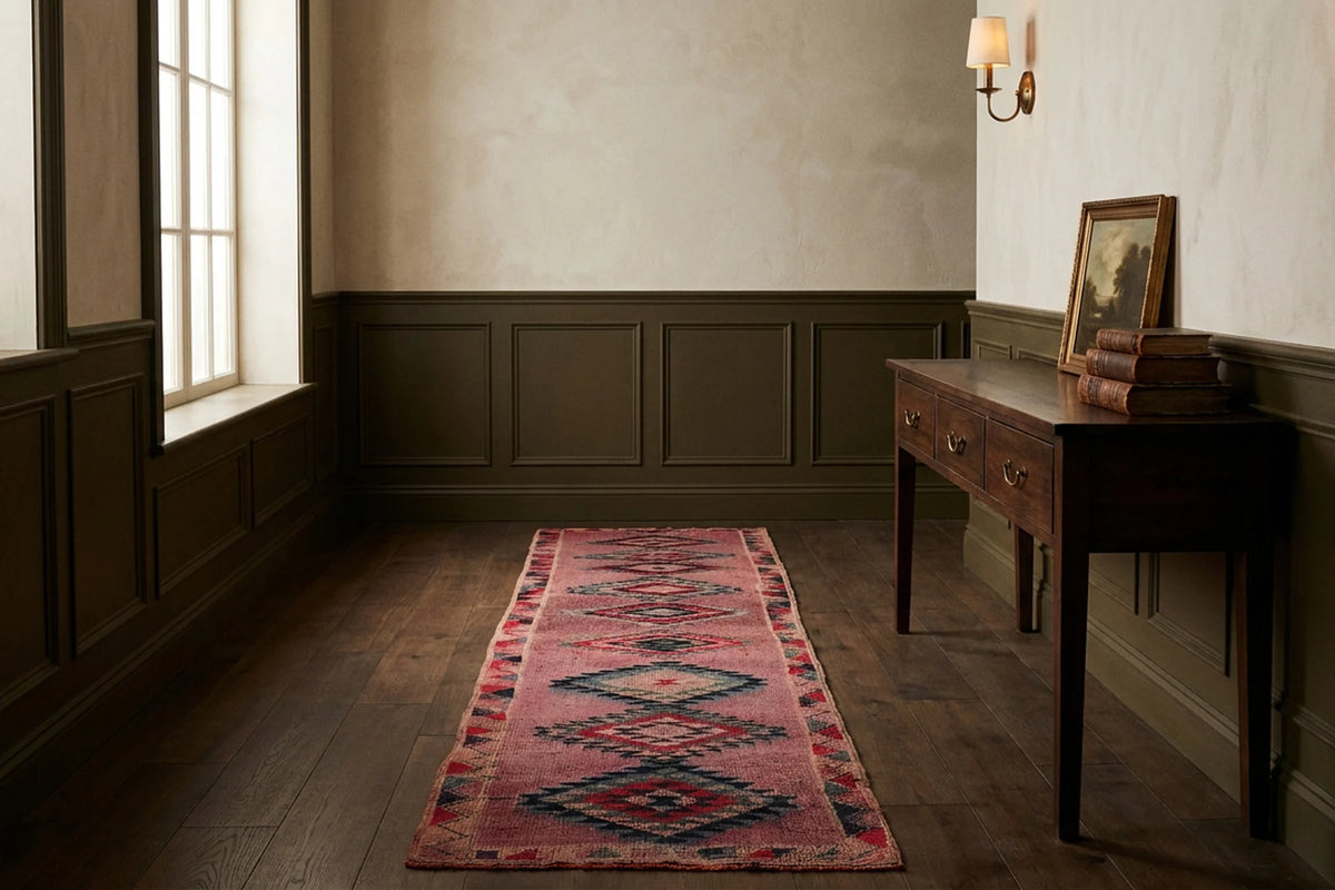 Persian Style Runner Rug in a styled room
