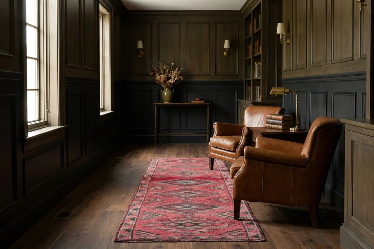 Persian Style Runner Rug in a styled room