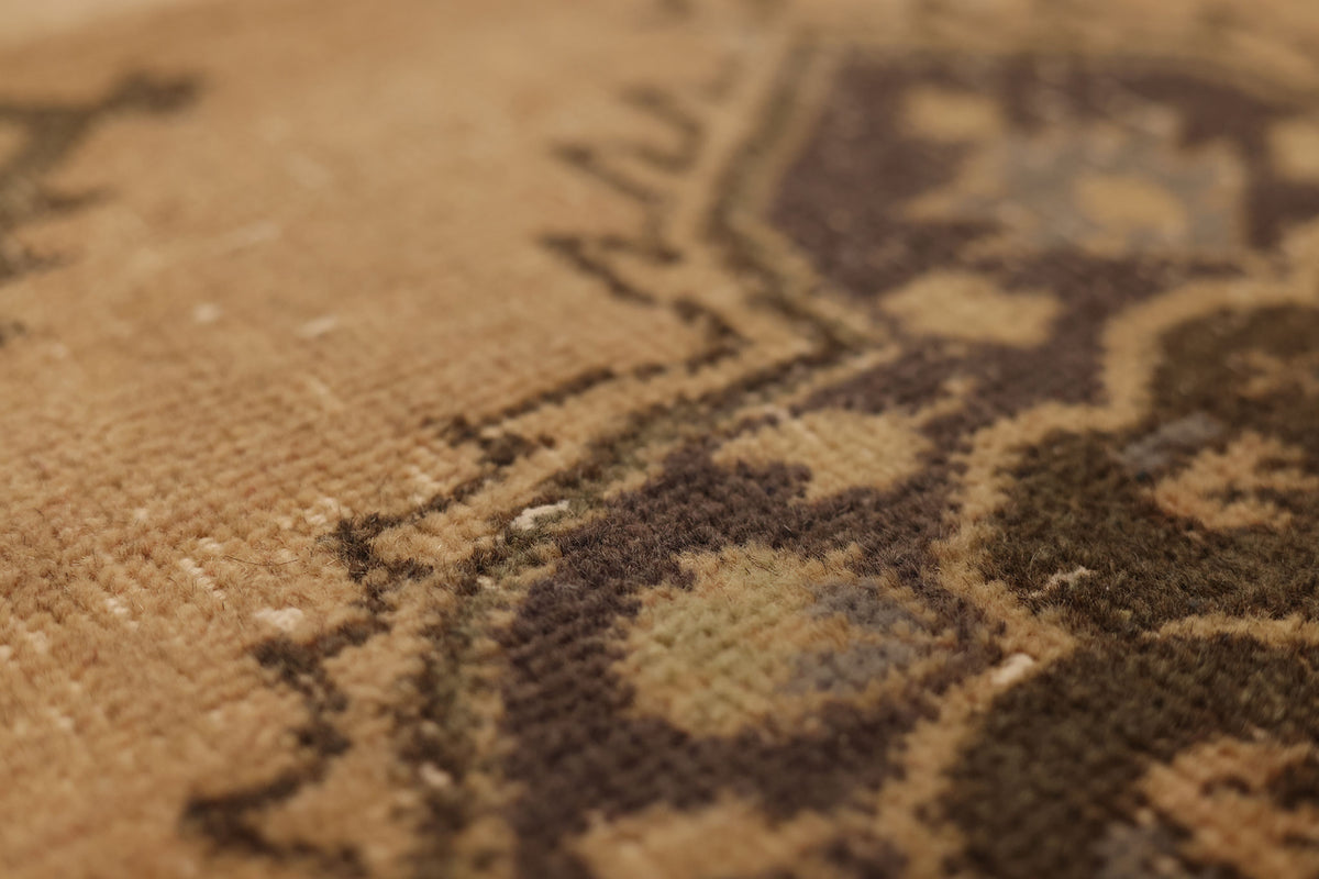 Vintage Konya Turkish Runner Rug 2x10 ft — Beige & Brown Floral