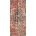 Vintage Nevşehir Turkish Runner Rug 2x9 ft — Red & Beige Geometric
