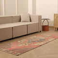 Vintage Nevşehir Turkish Runner Rug 2x9 ft — Red & Beige Geometric