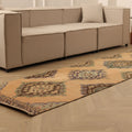 Vintage Konya Turkish Runner Rug 3x12 ft — Orange & Green Geometric