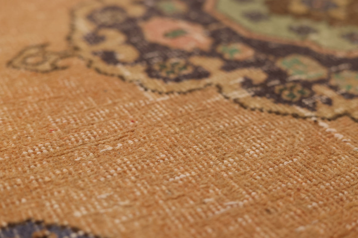 Vintage Konya Turkish Runner Rug 3x12 ft — Orange & Green Geometric