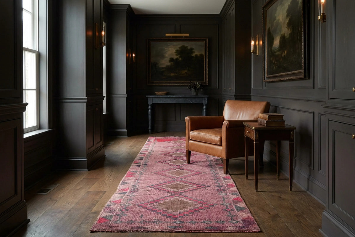 Persian Style Runner Rug in a styled room