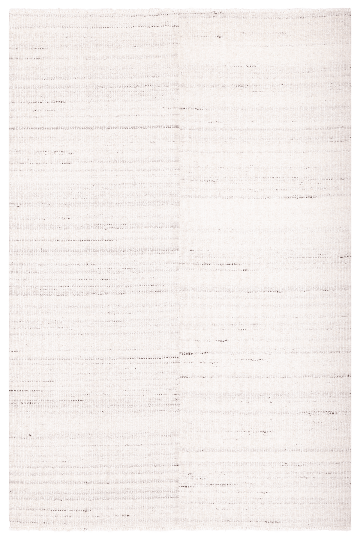 Handwoven white flatweave wool and cotton rug with a minimalist textured striped pattern for modern home decor.