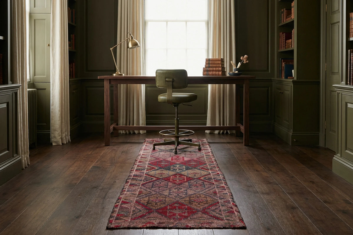 Persian Style Runner Rug in a styled room