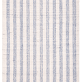 Handwoven white and blue striped wool-blend flatweave rug with a durable, reversible design.
