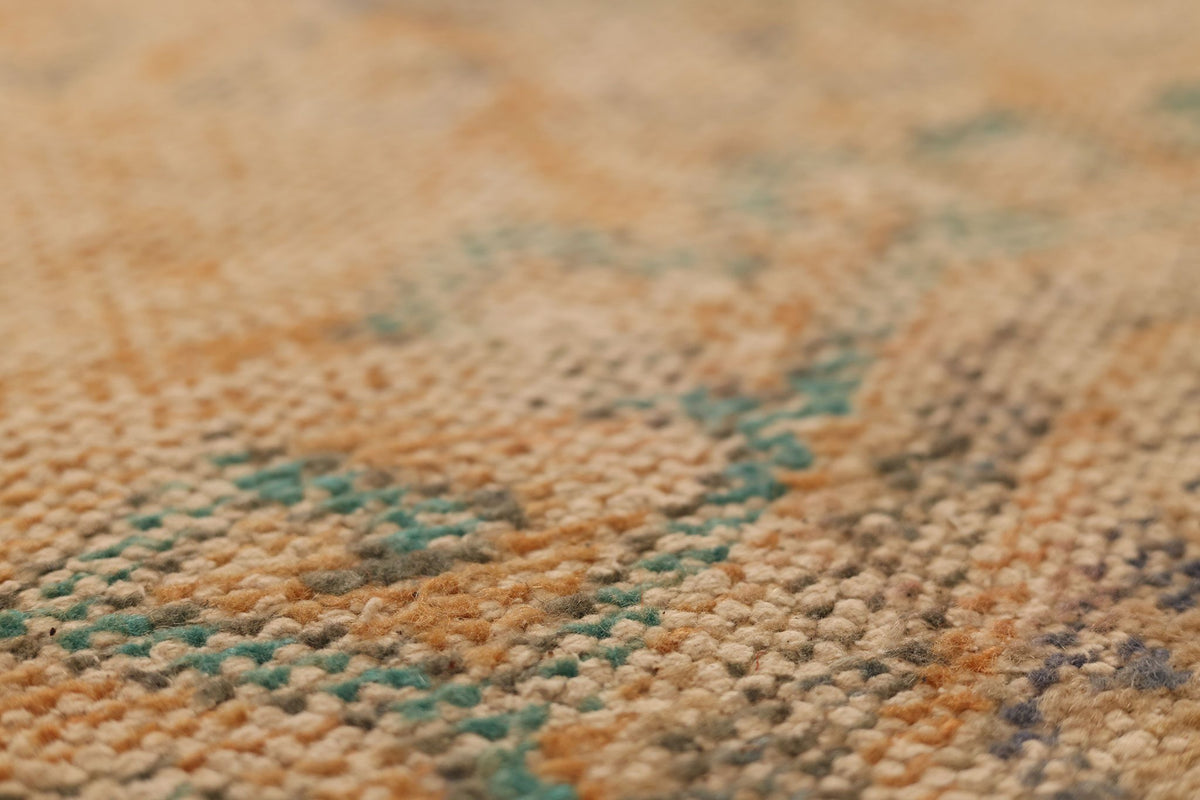 Vintage Malatya Turkish Runner Rug 3x11 ft — Beige & Orange Geometric