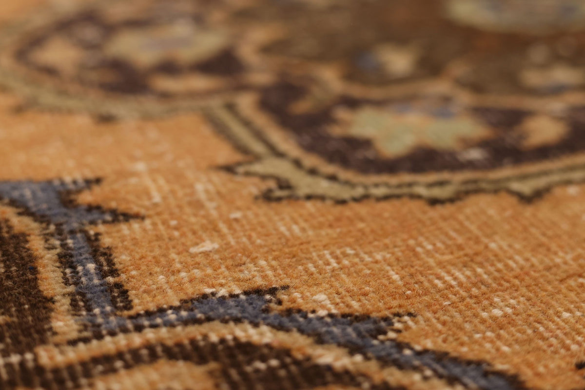 Vintage Konya Turkish Runner Rug 3x11 ft — Orange & Brown Geometric