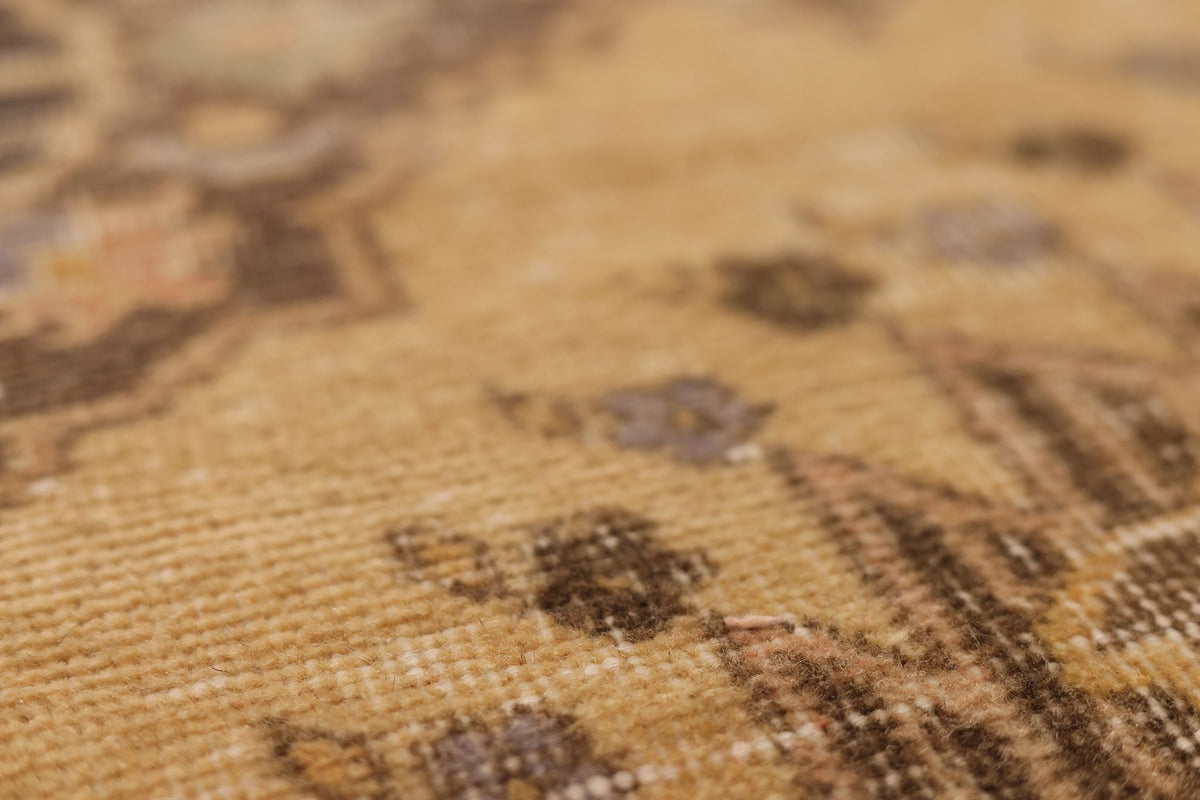 Vintage Konya Turkish Runner Rug 3x11 ft — Beige & Brown Floral