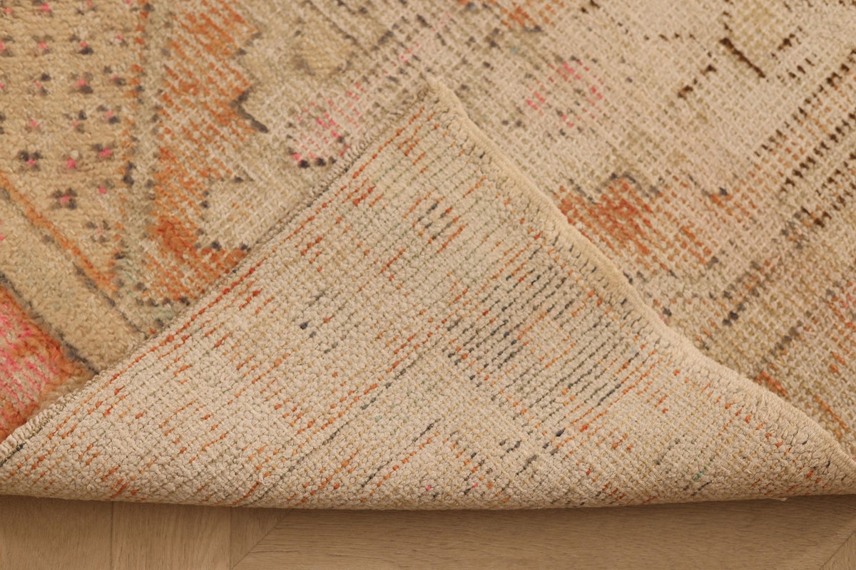 Vintage Nevşehir Turkish Runner Rug 3x8 ft — Beige & Brown Floral