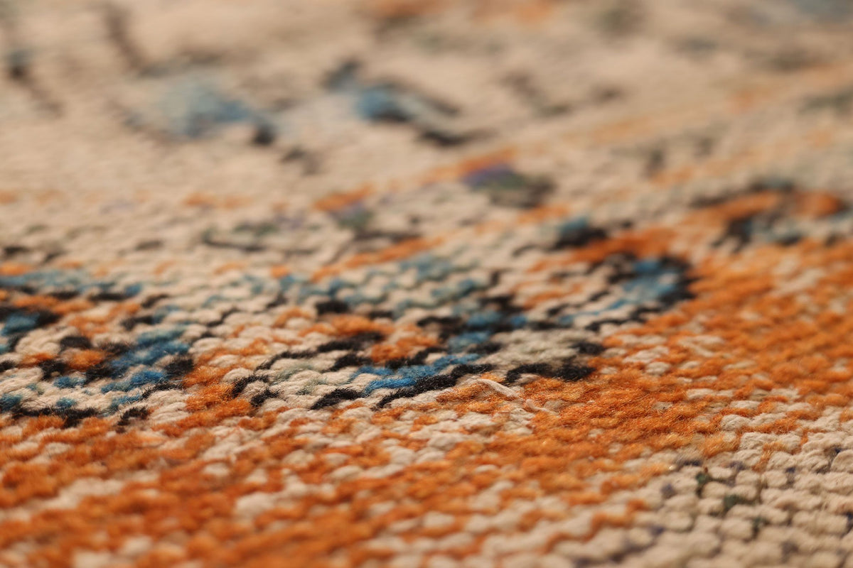 Vintage Konya Turkish Runner Rug 3x11 ft — Orange & Beige Floral