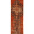 Vintage Malatya Turkish Runner Rug 3x10 ft — Orange & Brown Geometric