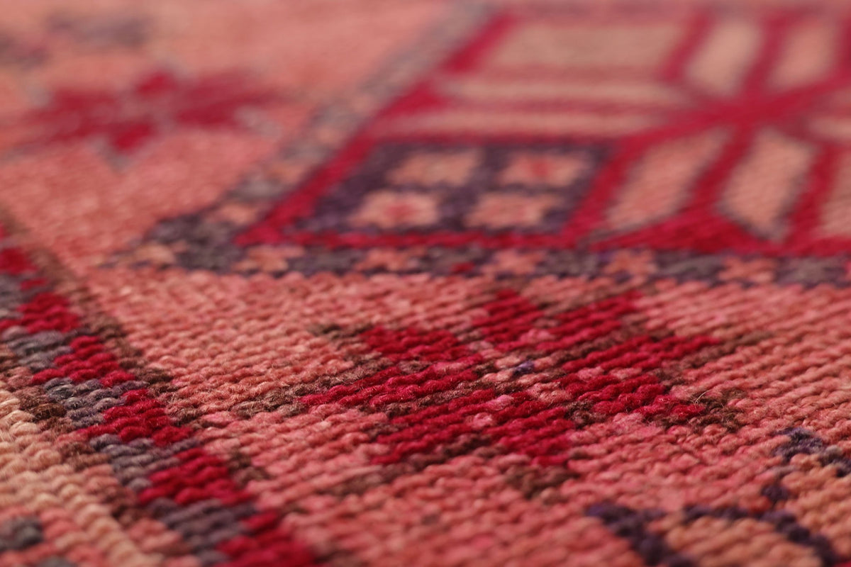 Vintage Southeastern Patchwork Runner Rug 3x10 ft — Red & Brown Geometric