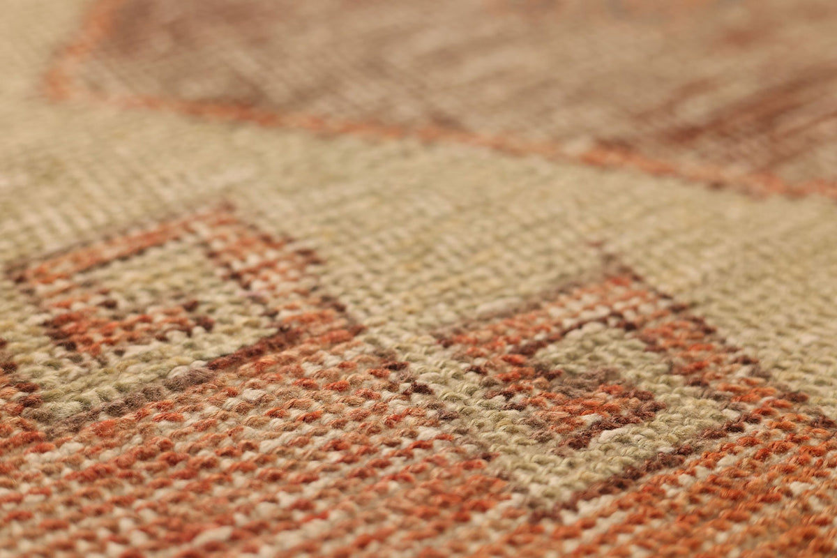 Vintage Malatya Turkish Runner Rug 3x11 ft — Orange & Brown Geometric