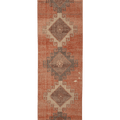 Vintage Malatya Turkish Runner Rug 3x11 ft — Orange & Brown Geometric