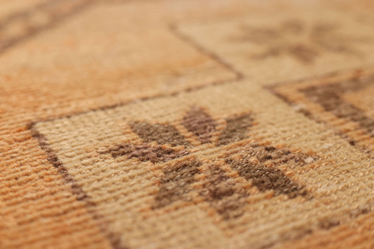 Vintage Malatya Turkish Runner Rug 3x11 ft — Orange & Brown Geometric