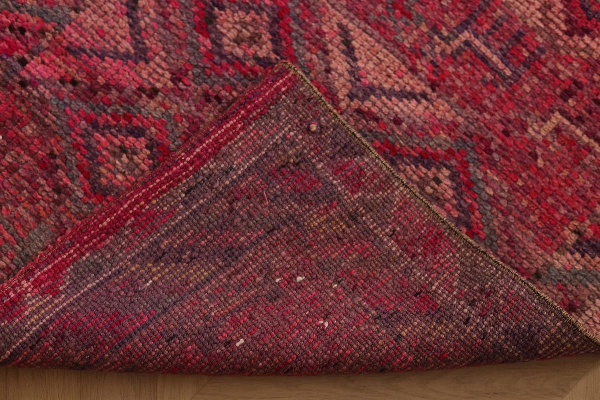 Vintage Southeastern Persian Style Runner Rug 3x11 ft — Red & Brown Geometric