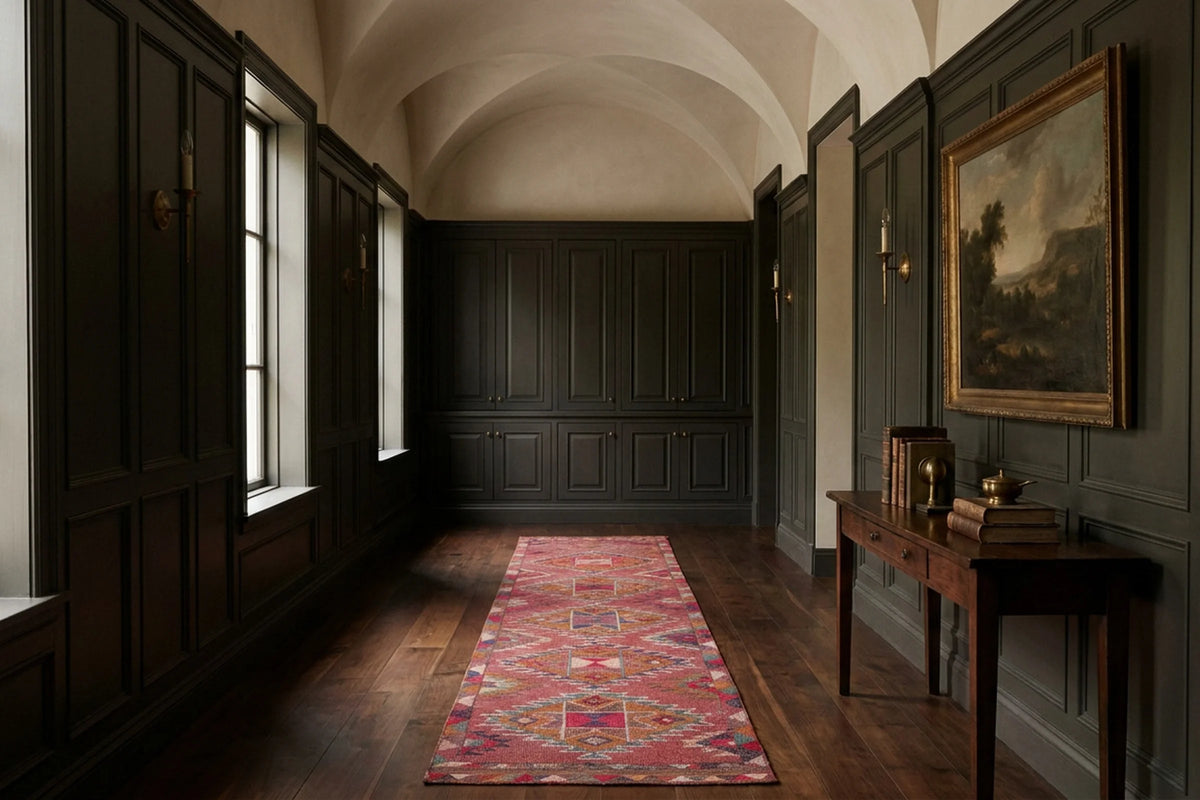 Persian Style Runner Rug in a styled room