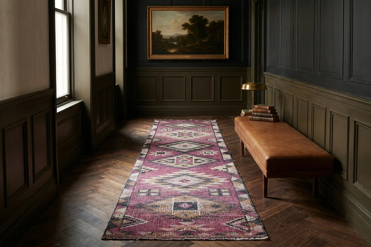 Persian Style Runner Rug in a styled room
